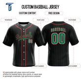 Black Pinstripe Custom Full Button Mexico Baseball Jersey